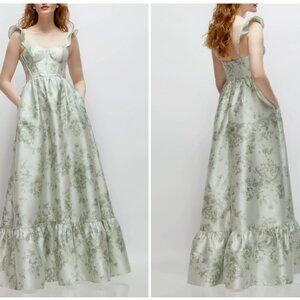 Dessy Collection Floral Corset Gown (Regula) Size 0, SAGE COTTAGE ROSE